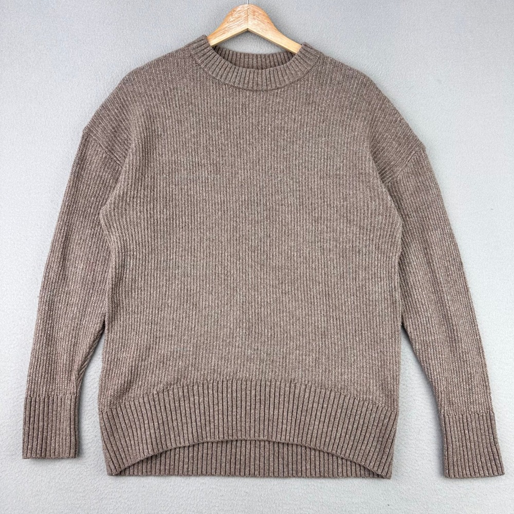 Old Navy Sweater Womens S Brown Tan Crewneck Long Sleeve Soft Cozy Oversized